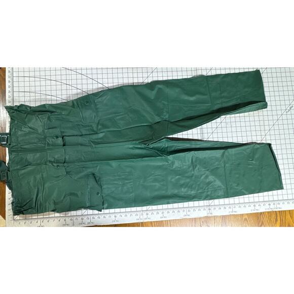 Chris Craft Dark Green Tufflex PVC Rainwear Jacket Suspender Pant Set Large - Picture 8 of 10